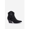 Zdobené Botky Kavalírky Na Podpatku Černé Kaivina (Veľkosť 37)