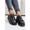 Dámske čierne kožené tenisky na plošine, kód produktu 4596 CZARNY