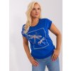 Dámska kobaltovo-modrá blúzka plus size z bavlny a elastanu, kód RV-BZ-8965.63P