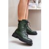 Zelené dámske členkové topánky z eko kože na rovnej podrážke s zipsom, kód produktu RMR2221-24 ZIELONY