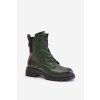 Zelené dámske členkové topánky z eko kože na rovnej podrážke s zipsom, kód produktu RMR2221-24 ZIELONY