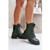 Zelené dámske členkové topánky z eko kože na rovnej podrážke s zipsom, kód produktu RMR2221-24 ZIELONY