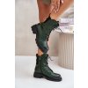 Zelené dámske členkové topánky z eko kože na rovnej podrážke s zipsom, kód produktu RMR2221-24 ZIELONY