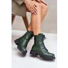 Zelené dámske členkové topánky z eko kože na rovnej podrážke s zipsom, kód produktu RMR2221-24 ZIELONY
