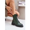 Zelené dámske členkové topánky z eko kože na rovnej podrážke s zipsom, kód produktu RMR2221-24 ZIELONY
