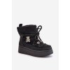 Čierne dámske snehule z eko kože na platforme s beránkovou výstelkou, kód produktu UK180P BLACK