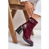 pol pl Botki Damskie Ocieplane Na Obcasie Slupku Z Ozdobna Klamra D A MR880 085 Bordowe 33911 9