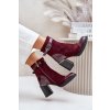 pol pl Botki Damskie Ocieplane Na Obcasie Slupku Z Ozdobna Klamra D A MR880 085 Bordowe 33911 8