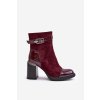 pol pl Botki Damskie Ocieplane Na Obcasie Slupku Z Ozdobna Klamra D A MR880 085 Bordowe 33911 7