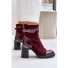 pol pl Botki Damskie Ocieplane Na Obcasie Slupku Z Ozdobna Klamra D A MR880 085 Bordowe 33911 6