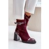 pol pl Botki Damskie Ocieplane Na Obcasie Slupku Z Ozdobna Klamra D A MR880 085 Bordowe 33911 2 (1)