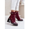 pol pl Botki Damskie Ocieplane Na Obcasie Slupku Z Ozdobna Klamra D A MR880 085 Bordowe 33911 1 (1)