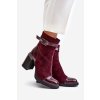 pol pl Botki Damskie Ocieplane Na Obcasie Slupku Z Ozdobna Klamra D A MR880 085 Bordowe 33911 10