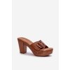 Dámske klínové Sandále s prstencem hnedé betinna / 832316 CAMEL/BROWN (Veľkosť 36)