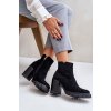 Členkové topánky na podpätku  čierne kód obuvi XY78-19 BLACK (Veľkosť 38)