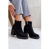 Členkové topánky na podpätku  čierne kód obuvi XY78-19 BLACK (Veľkosť 38)