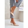 Dámske béžové lodičky z eko kože na ihlovom podpätku, kód produktu SQC-128 BEIGE