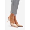 Dámske béžové lodičky z eko kože na ihlovom podpätku, kód produktu SQC-128 BEIGE