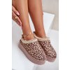 Dámske snehule  hnedé kód obuvi 20219-4K LEOPARD (Veľkosť 40)