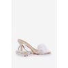 Biele dámske ihlové sandále na podpätku s prackou z eko kože, kód produktu JRX2402 WHITE