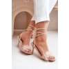 Béžové dámske ihlové sandále s eko kožou na podpätku JRX2402 NUDE