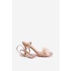 Béžové dámske ihlové sandále s eko kožou na podpätku JRX2402 NUDE