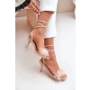 Béžové dámske ihlové sandále s eko kožou na podpätku JRX2402 NUDE