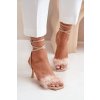 Béžové dámske ihlové sandále s eko kožou na podpätku JRX2402 NUDE
