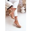 Béžové dámske sandále s ihlovým opätkom 9 cm z eko kože, kód produktu JRX2308 BEIGE