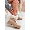 Členkové topánky na podpätku  béžové kód obuvi 9685 BEIGE (Veľkosť 39)