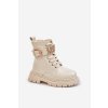 Lakované Dívčí Boty Zateplené S Ozdobným Páskem Béžové Gilian (Veľkosť 25)