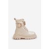 Lakované Dívčí Boty Zateplené S Ozdobným Páskem Béžové Gilian (Veľkosť 25)