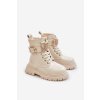 Lakované Dívčí Boty Zateplené S Ozdobným Páskem Béžové Gilian (Veľkosť 25)
