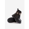 Dívčí boty z eko kůže zateplené s ozdobným páskem černé Gilian (Veľkosť 25)