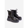 Zateplené dívčí boty lakované na zip černé Novita (Veľkosť 31)