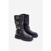 Kozačky Botky Dívčí S Přezkami Eko Kůže Černé Rinetha (Veľkosť 26)