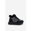Kožené sneakersy kotníkové Dámske s kožušinou na platforme big star oo274a329 čierne / (Veľkosť 37)