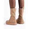 Béžové dámske členkové topánky na platforme zo zekoženej kože Shelvt, kód produktu JH22-2BE