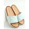 Dámske mätovo zelené šľapky z eko semišu na bežné nosenie, kód produktu LS017