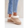 Béžové dámske snehule z eko semišu s hrejivou kožušinkou na platforme, kód produktu VL245P BEIGE