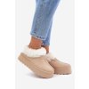 Béžové dámske snehule z eko semišu s hrejivou kožušinkou na platforme, kód produktu VL245P BEIGE