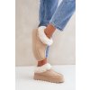 Béžové dámske snehule z eko semišu s hrejivou kožušinkou na platforme, kód produktu VL245P BEIGE