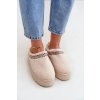 Béžové dámske snehule s hrubou podrážkou a zateplením z kožušiny, kód produktu 8909 BEIGE