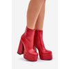 Boty Na Masivní Platformě A Podpatku Zateplené Červené Selahra (Veľkosť 37)