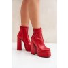 Boty Na Masivní Platformě A Podpatku Zateplené Červené Selahra (Veľkosť 37)