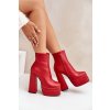 Boty Na Masivní Platformě A Podpatku Zateplené Červené Selahra (Veľkosť 37)