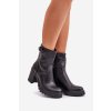 Zateplené kozačky na podpatku s přezkou černé Selavia (Veľkosť 36)