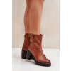 Členkové topánky na podpätku  hnedé kód obuvi LQ-83 CAMEL (Veľkosť 39)