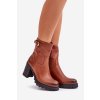 Členkové topánky na podpätku  hnedé kód obuvi LQ-83 CAMEL (Veľkosť 39)