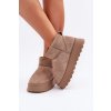 Béžové dámske snehule z eko semišu s hrubou podrážkou a zateplenou vložkou z kožušinky, kód produktu M563 KHAKI